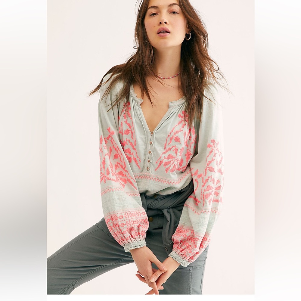 SOLD Free People Mint Blouse - Picture 9 of 16
